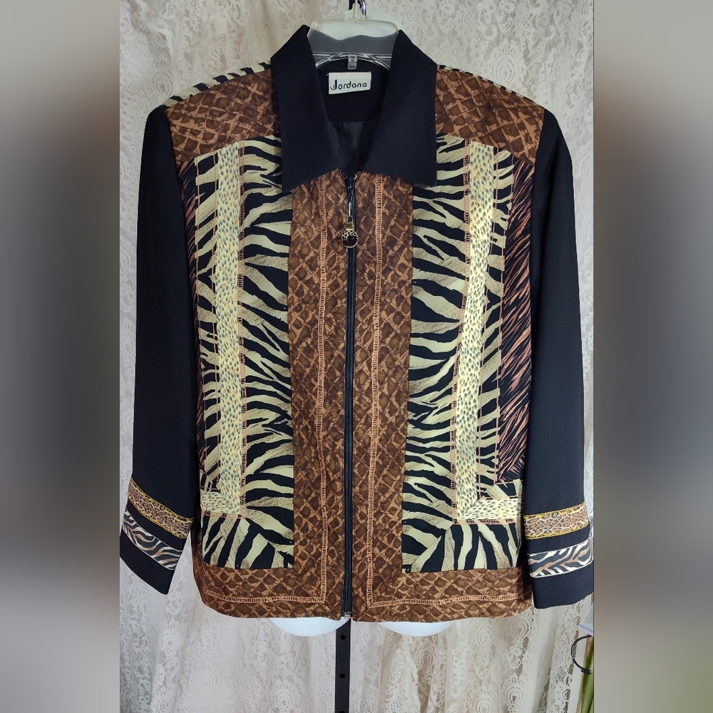 Jordana zip front jungle print jacket